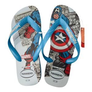 Brand New! Havaianas Flip Flops Light Blue Marvel Captain America 7/8